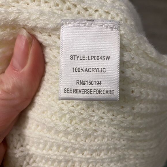 HeartSoul fringe detailed sweater ribbed knit ivory off white western boho sz S - Picture 10 of 11